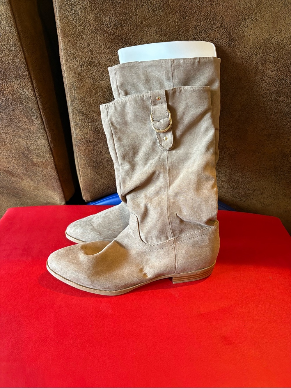 Apt. 9 Taupe Suede Slouchy Mid-Calf Boots